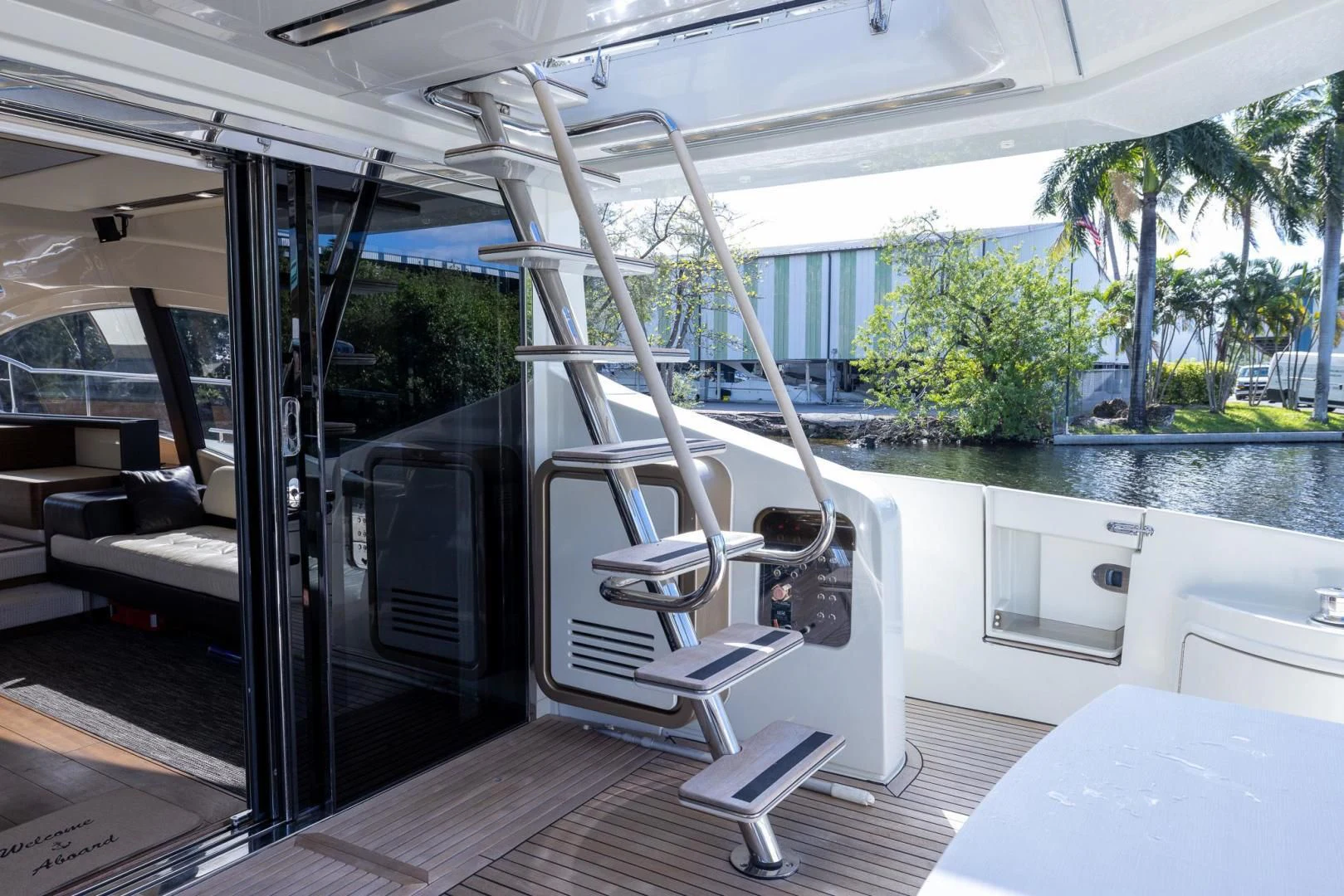 a boat on a deck aboard MEANT TO BE Yacht for Sale