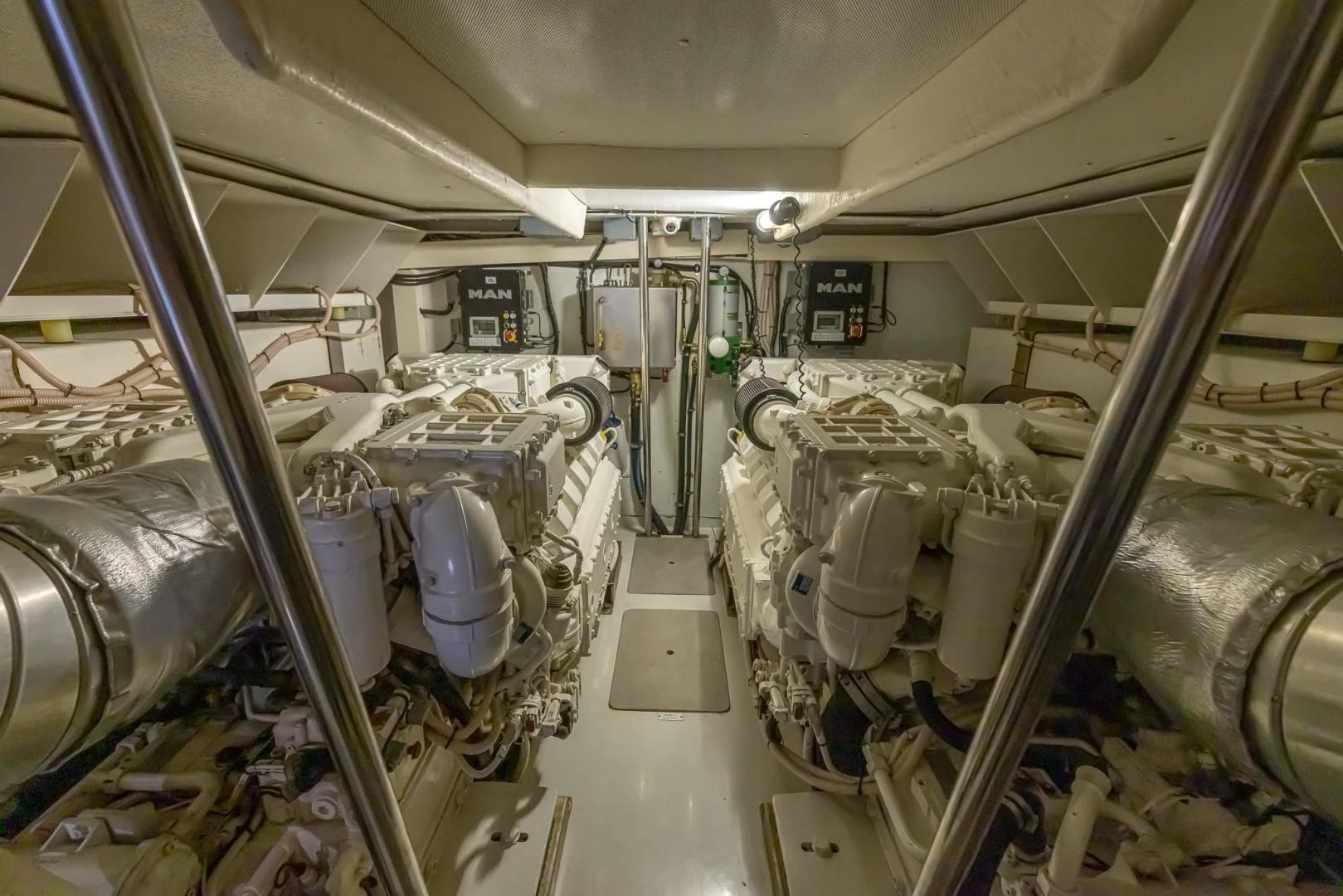 a large room with machinery aboard MEANT TO BE Yacht for Sale