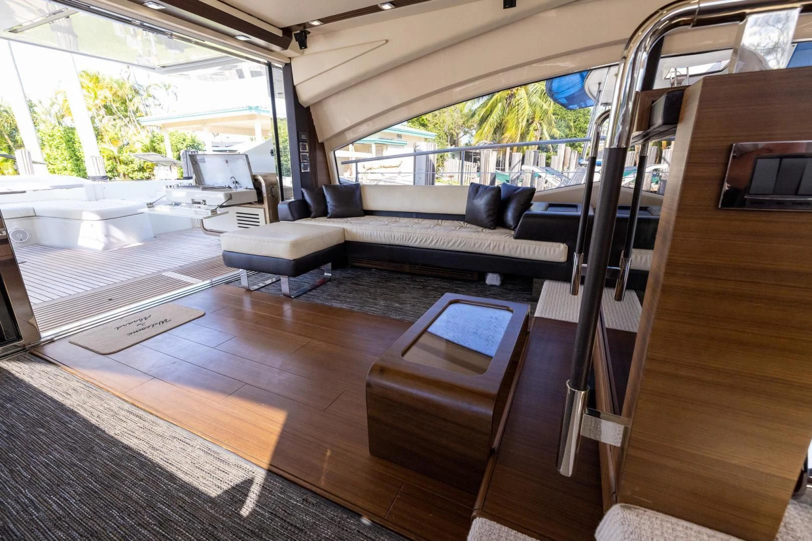 a room with a couch and a table aboard MEANT TO BE Yacht for Sale