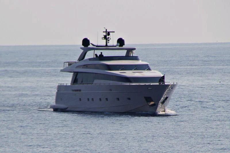a white yacht in the water aboard MUSHA Yacht for Sale