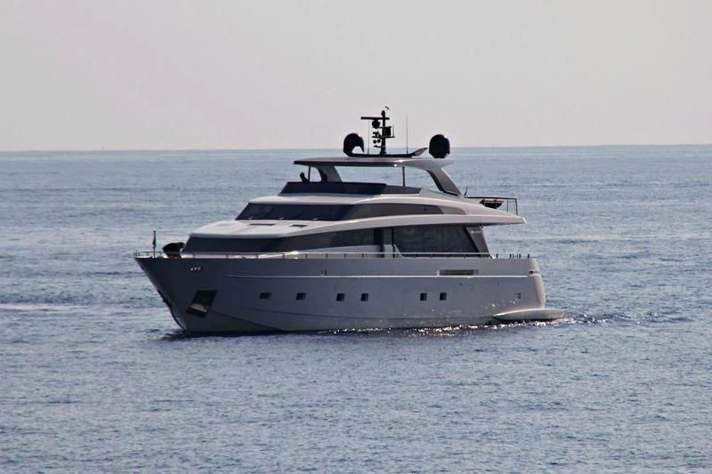 a white yacht in the water aboard MUSHA Yacht for Sale