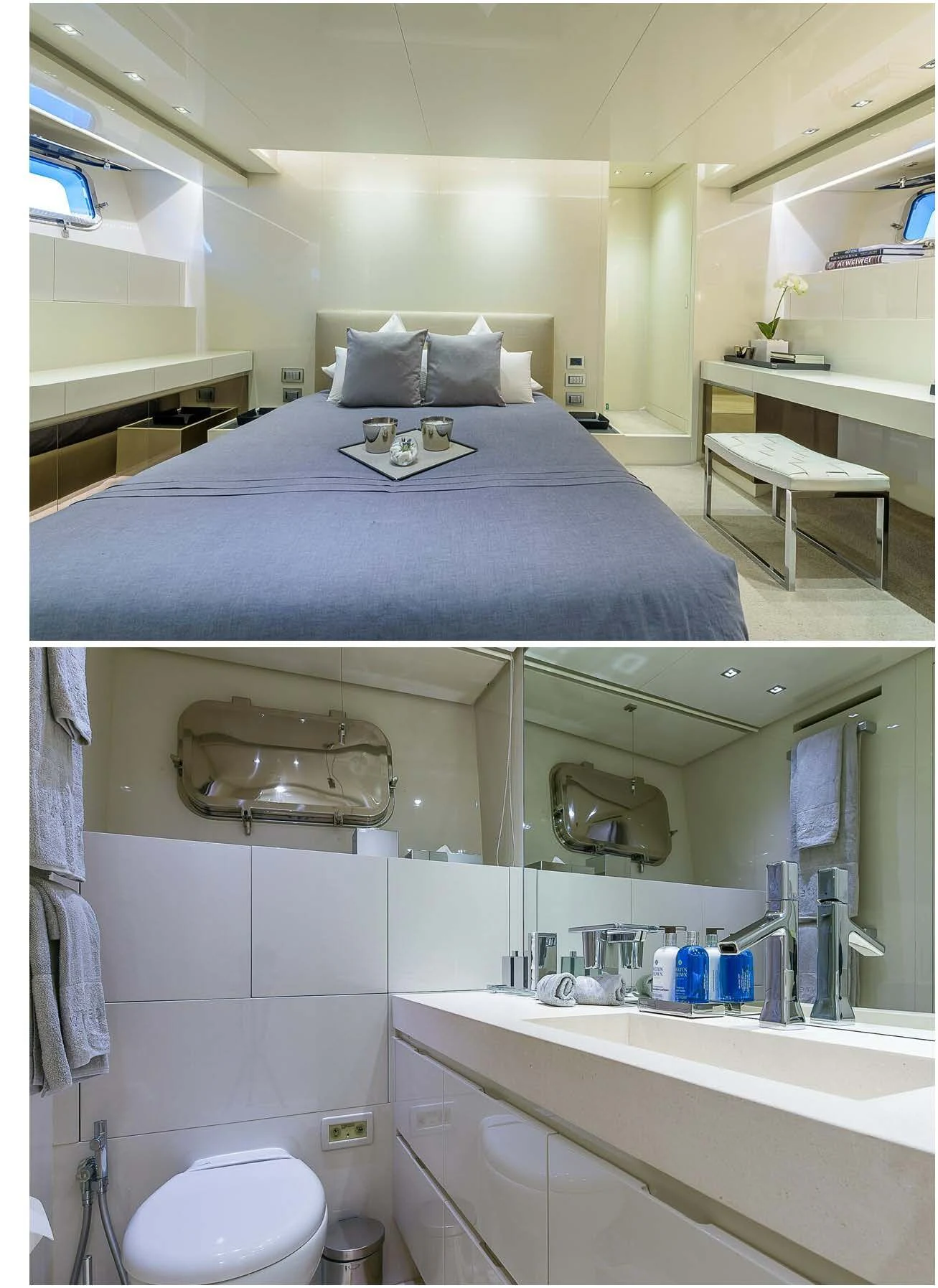 a bed in a bathroom aboard MUSHA Yacht for Sale