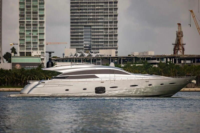 a white boat in a body of water aboard CERSEI Yacht for Sale