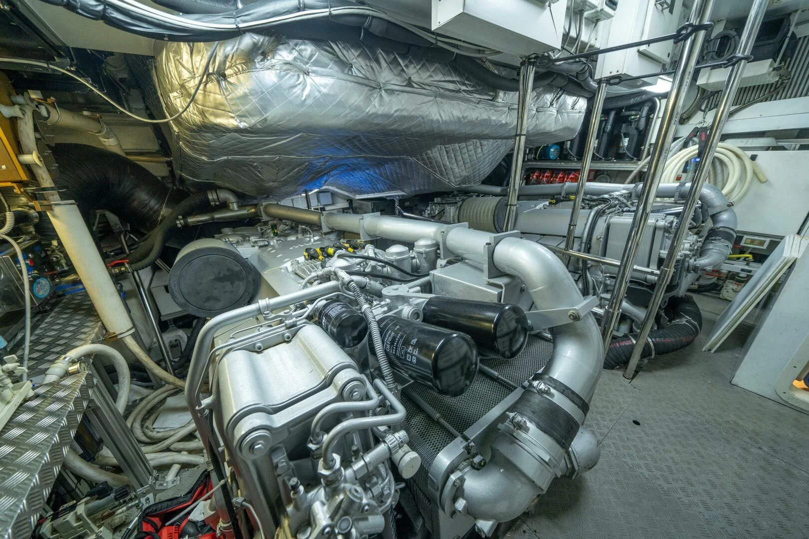 a car engine with a hood aboard CERSEI Yacht for Sale
