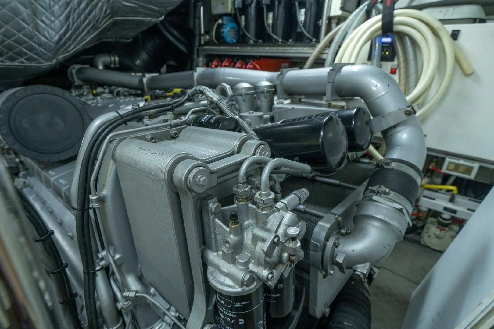 a car engine with a hood aboard CERSEI Yacht for Sale