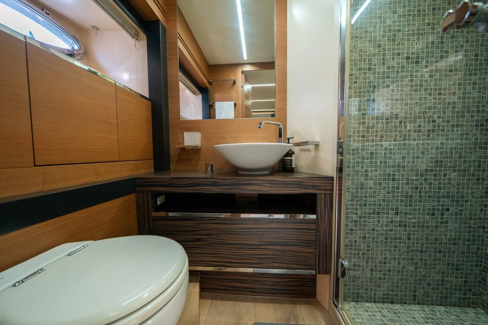 a bathroom with a sink and a toilet aboard CERSEI Yacht for Sale