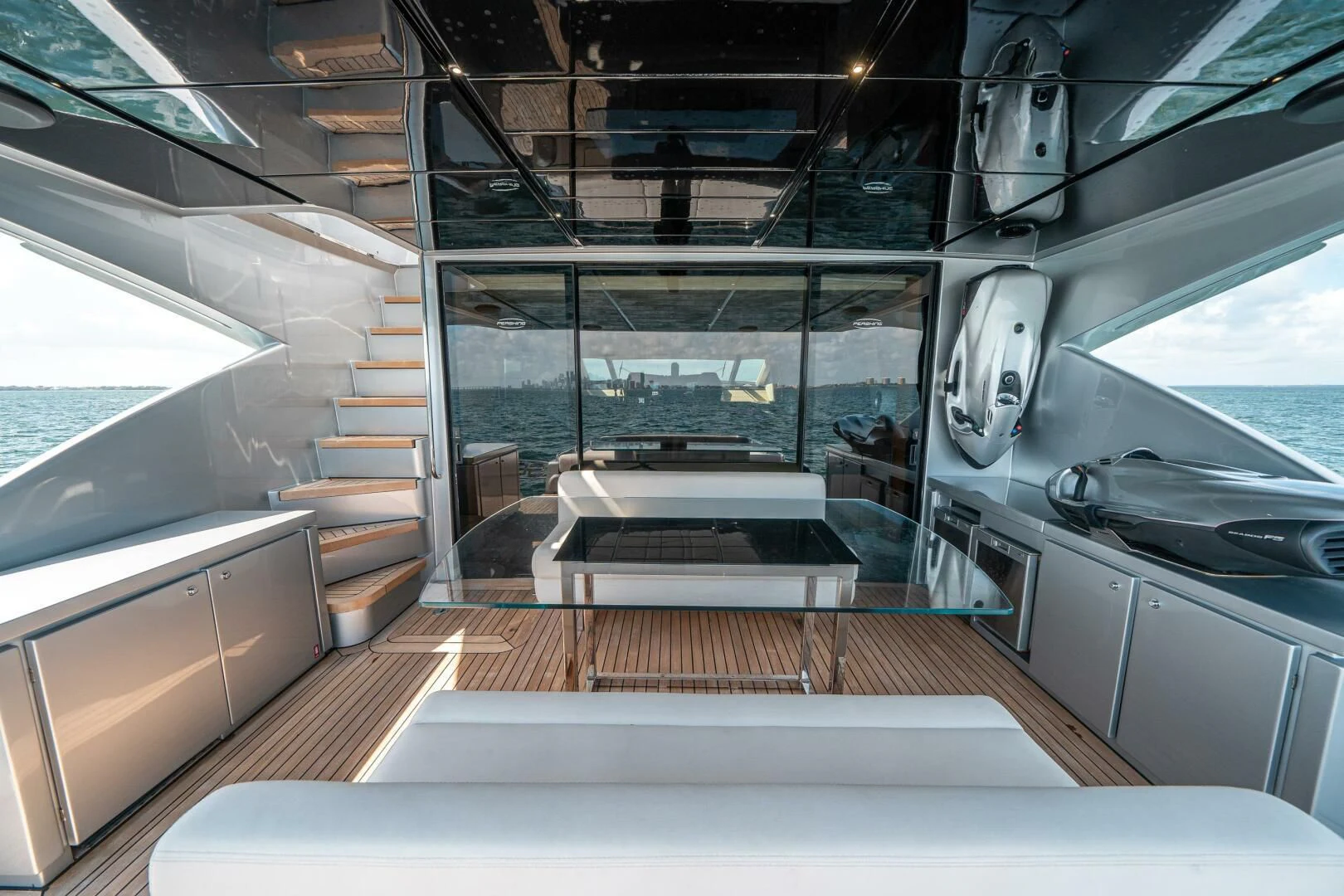 inside of a vehicle aboard CERSEI Yacht for Sale