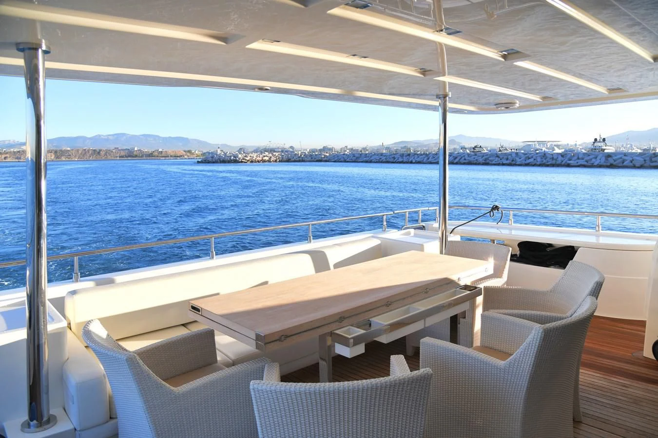 a boat on the water aboard CUSTOM LINE 100 Yacht for Sale