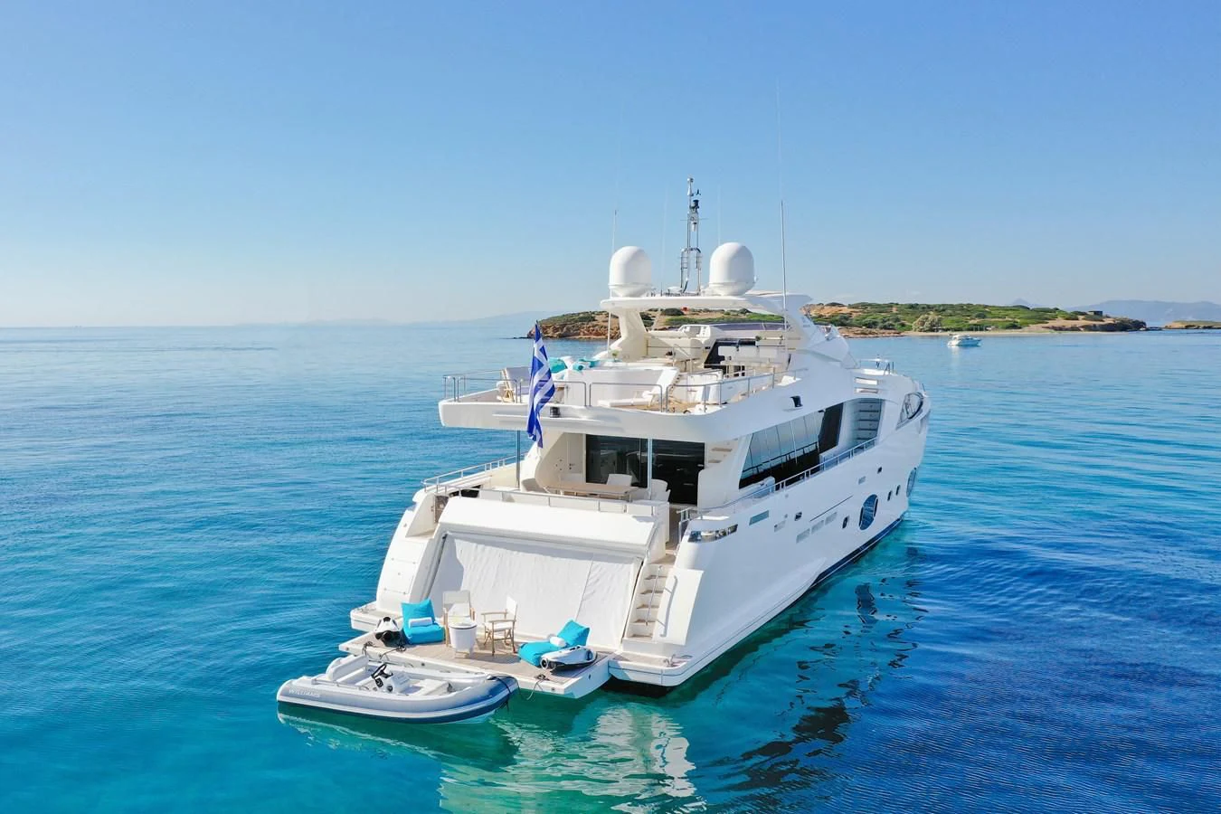 a boat in the water aboard CUSTOM LINE 100 Yacht for Sale