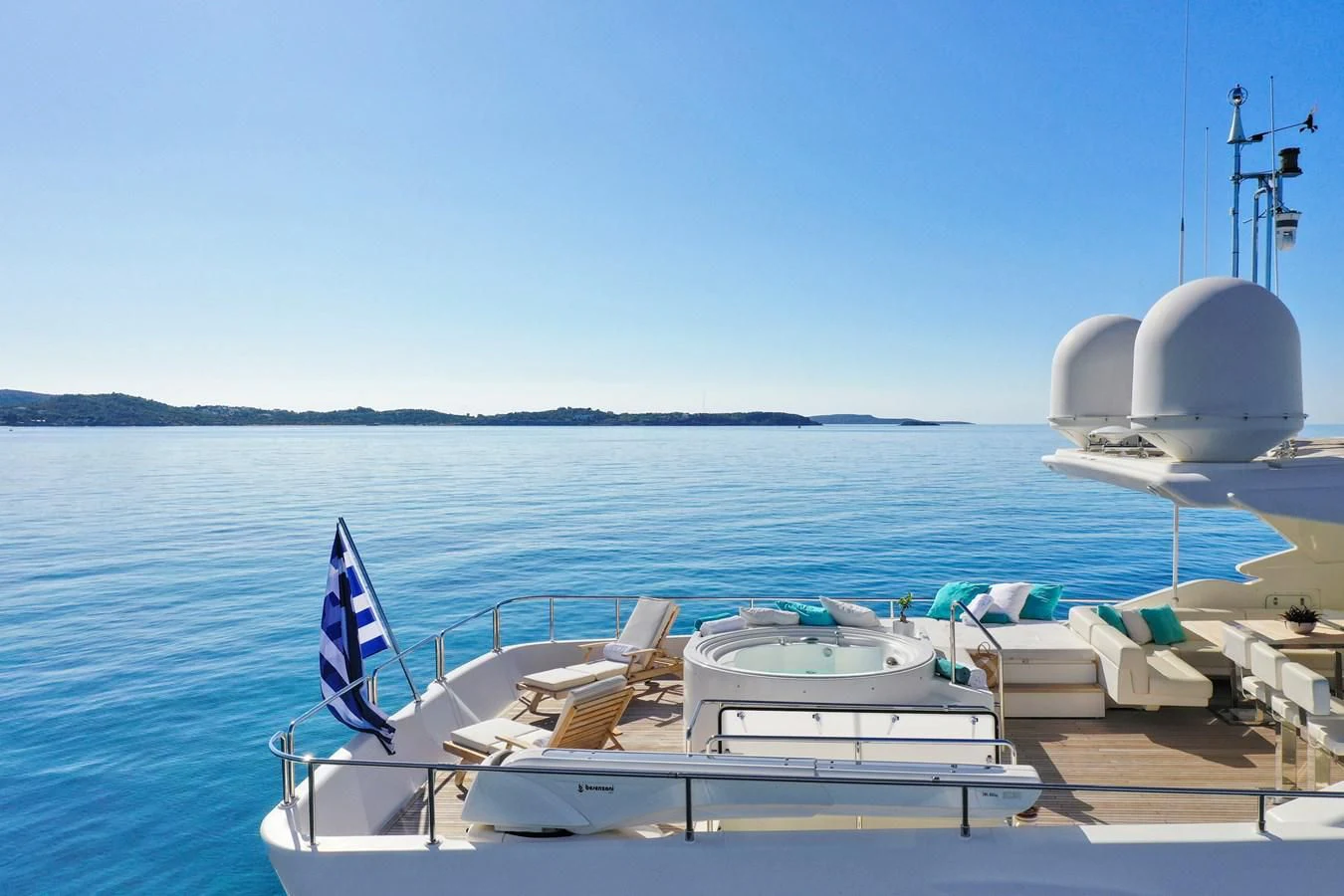 a boat on the water aboard CUSTOM LINE 100 Yacht for Sale