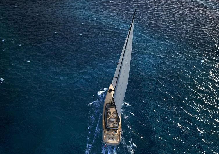 a boat in the water aboard PERINI 47-M Yacht for Sale