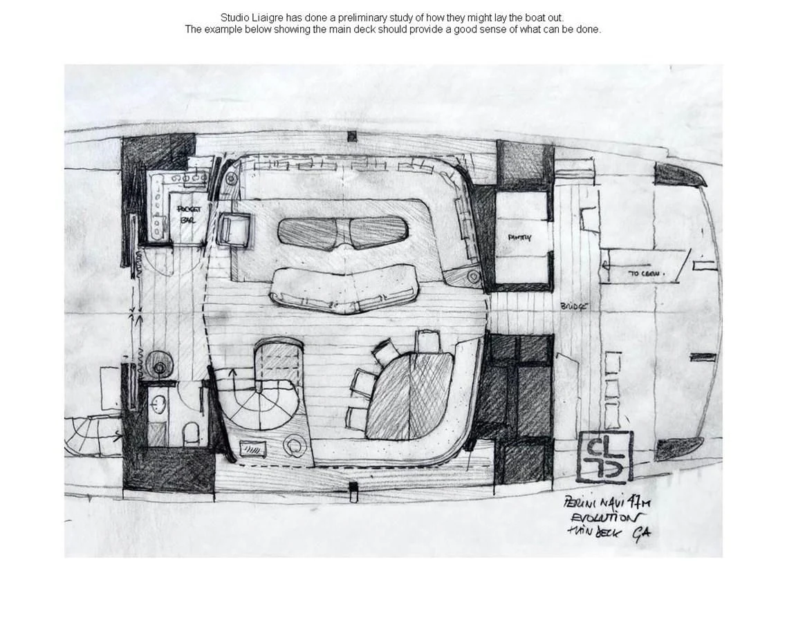 diagram, engineering drawing aboard PERINI 47-M Yacht for Sale