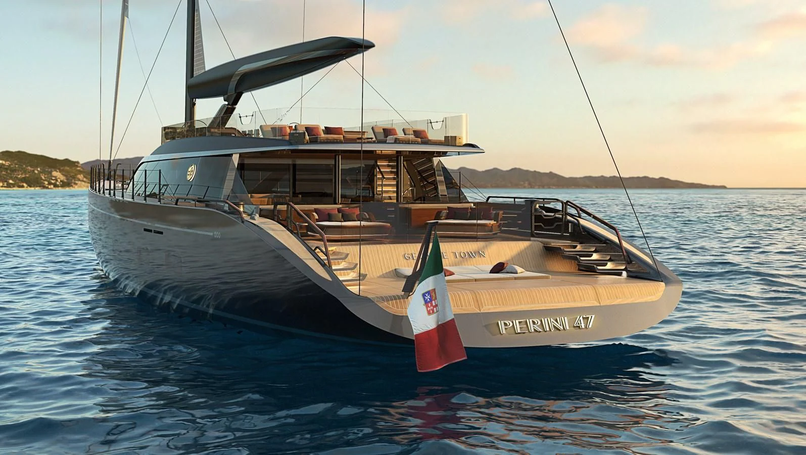 a boat on the water aboard PERINI 47-M Yacht for Sale