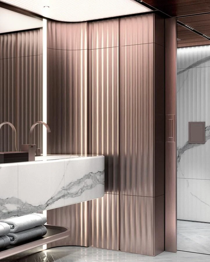 a shower curtain with a bathtub aboard PERINI 47-M Yacht for Sale