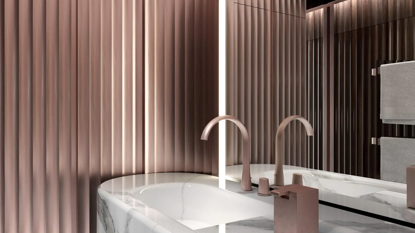 a bathtub with a sink and a mirror aboard PERINI 47-M Yacht for Sale