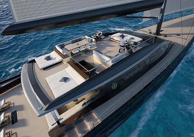 a model of a ship aboard PERINI 47-M Yacht for Sale
