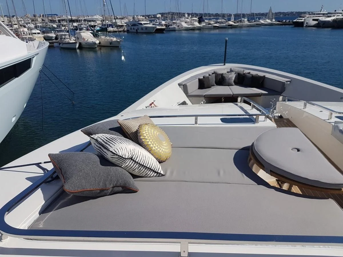 a boat with a lot of boats in the water aboard AWAY Yacht for Charter