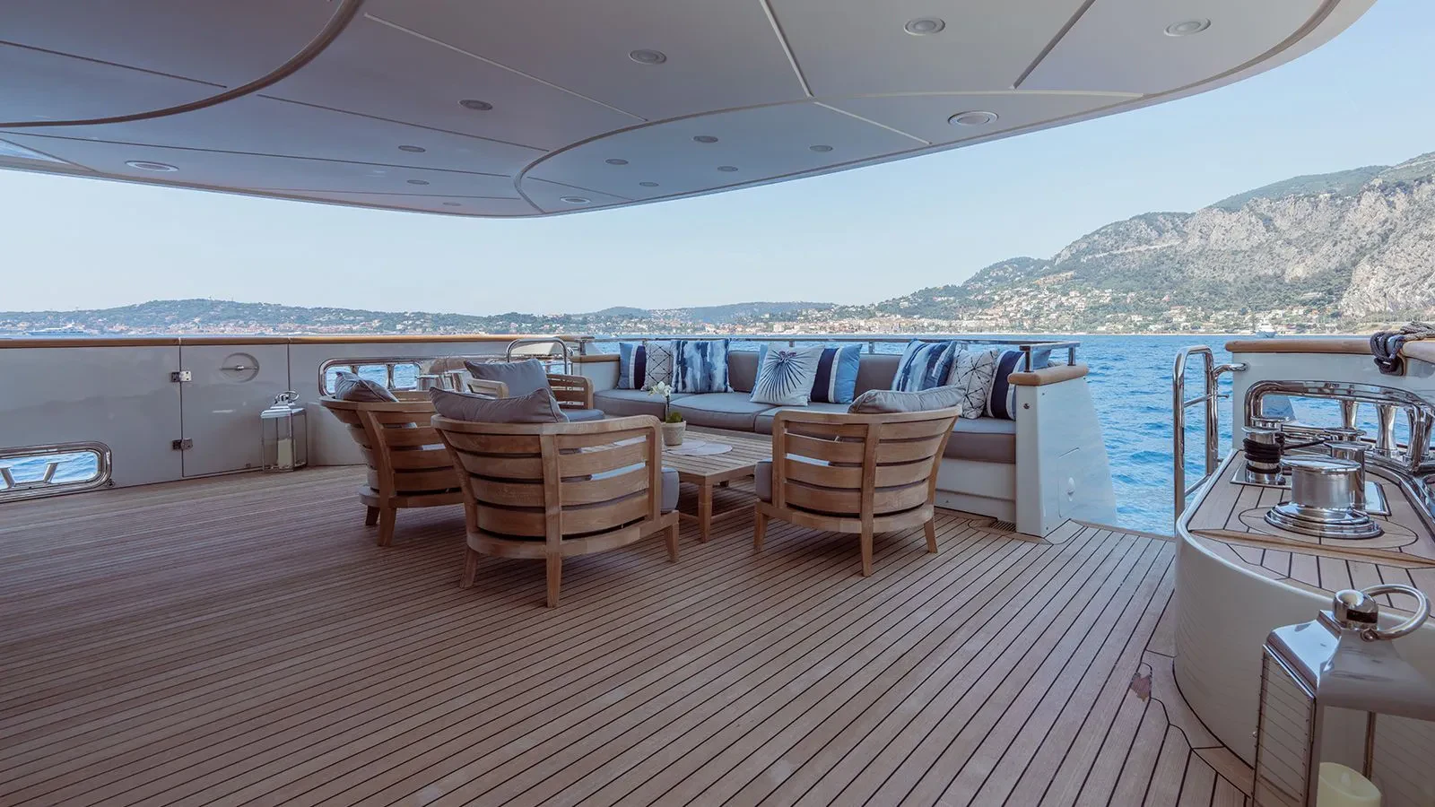 a boat on a deck aboard AWAY Yacht for Charter