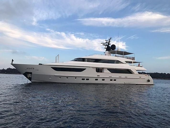 a white yacht on the water aboard AWAY Yacht for Charter