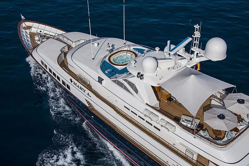 a large white ship in the water aboard HALCYON Yacht for Sale