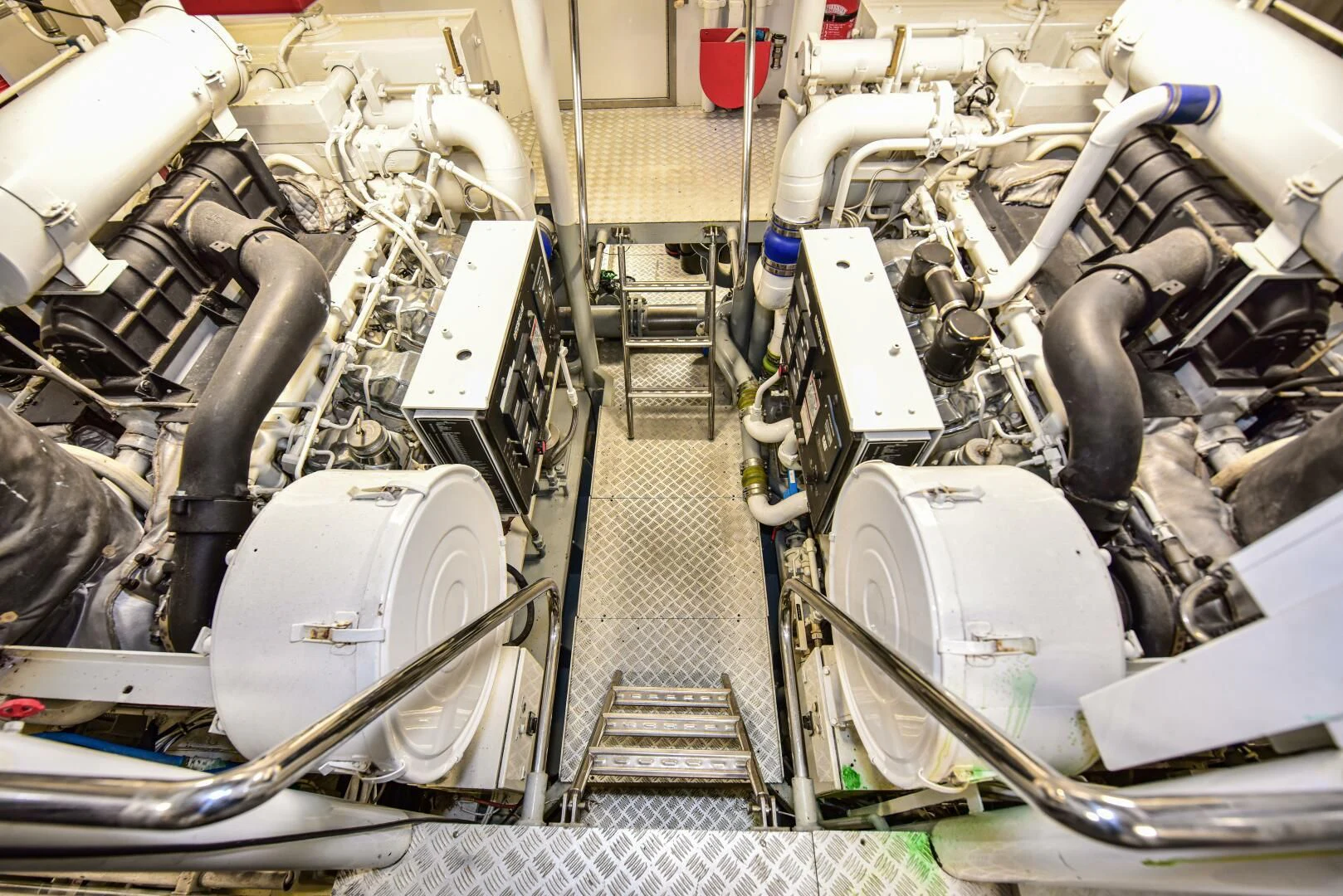 a large group of white pipes aboard HALCYON Yacht for Sale