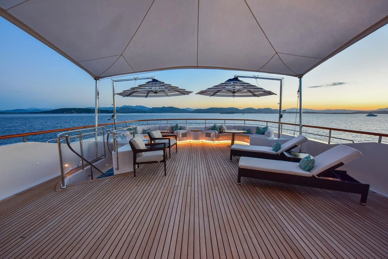 a lounge area on a boat aboard HALCYON Yacht for Sale