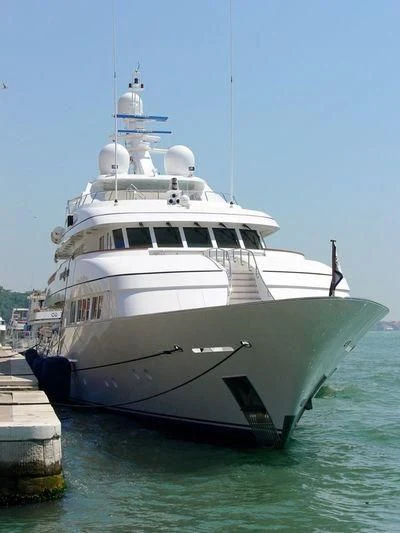 a large white boat aboard HALCYON Yacht for Sale