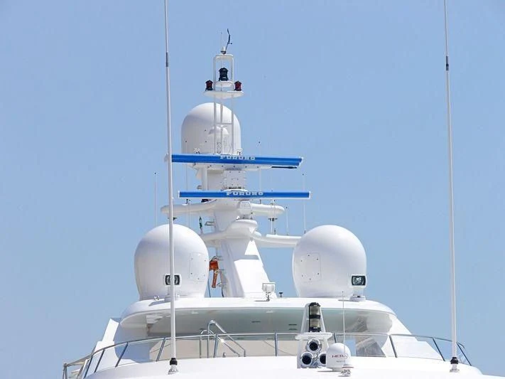 a white satellite dish aboard HALCYON Yacht for Sale