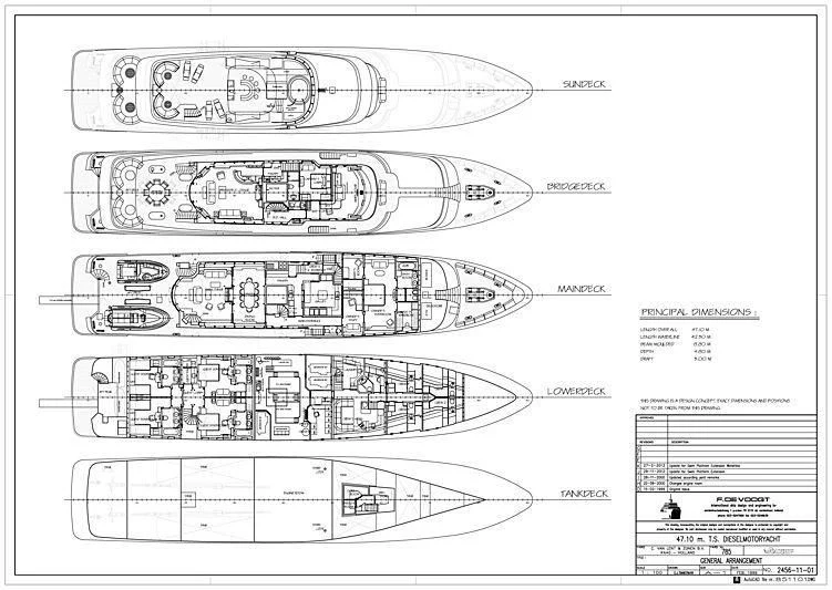 diagram, engineering drawing aboard HALCYON Yacht for Sale