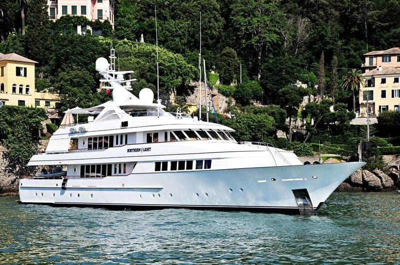 a white yacht in the water aboard HALCYON Yacht for Sale