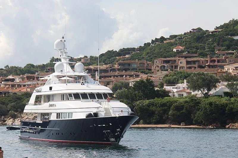 a large boat in the water aboard HALCYON Yacht for Sale