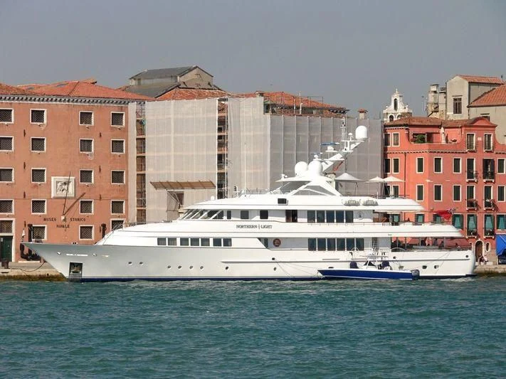 a large white boat in the water aboard HALCYON Yacht for Sale