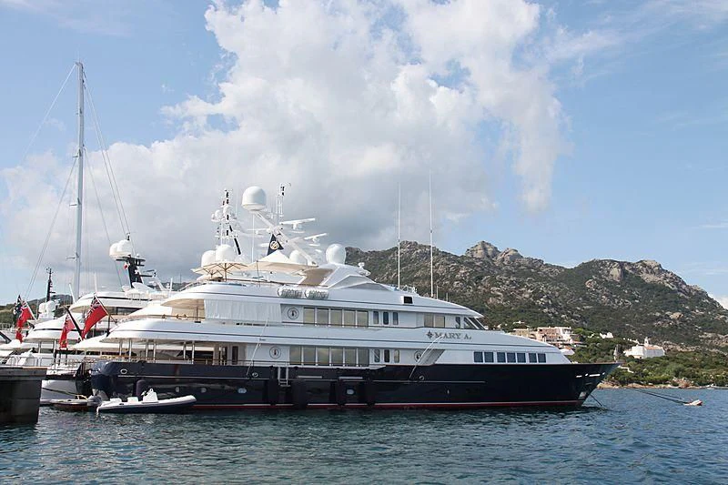 a large boat in the water aboard HALCYON Yacht for Sale