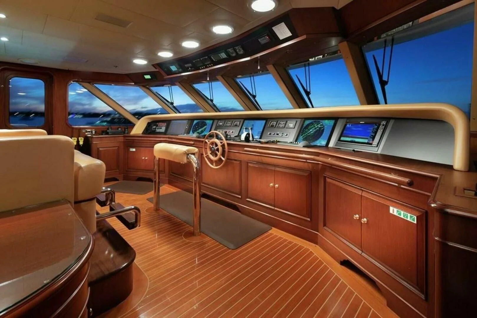 inside of a car aboard HALCYON Yacht for Sale