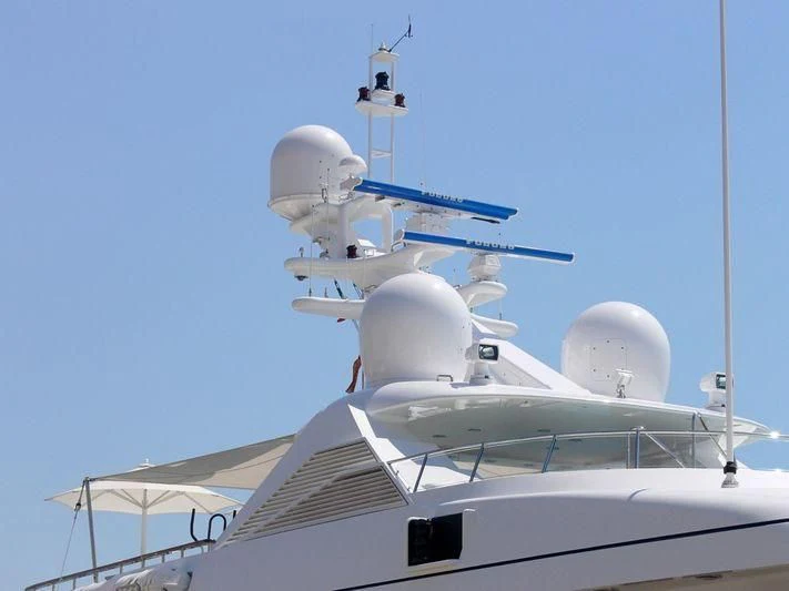 a large white aircraft aboard HALCYON Yacht for Sale