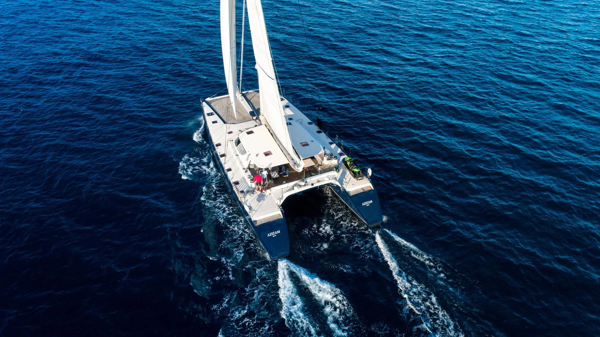 a boat in the water aboard MIROVIA Yacht for Charter