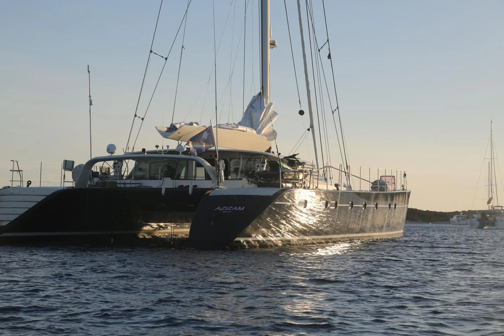 a couple of boats on the water aboard MIROVIA Yacht for Charter