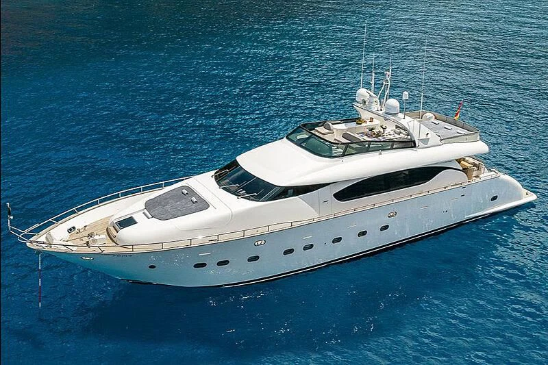 a white yacht in the water aboard POBEDY I Yacht for Sale