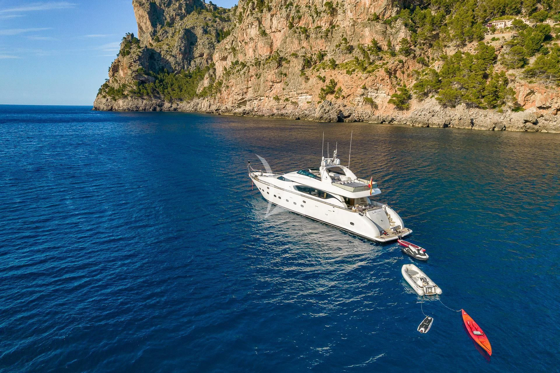 a boat in the water aboard POBEDY I Yacht for Sale