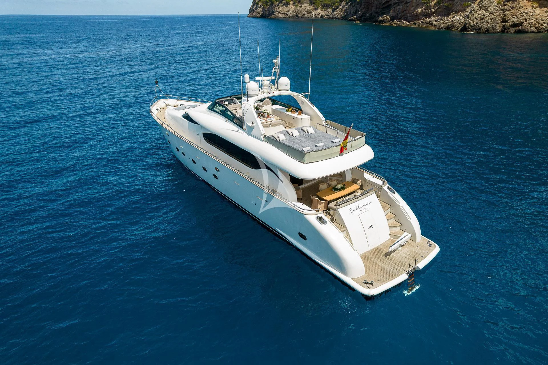 a boat in the water aboard POBEDY I Yacht for Sale