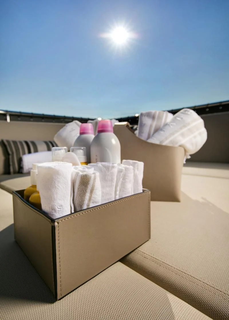 a box of food aboard APMONIA Yacht for Sale