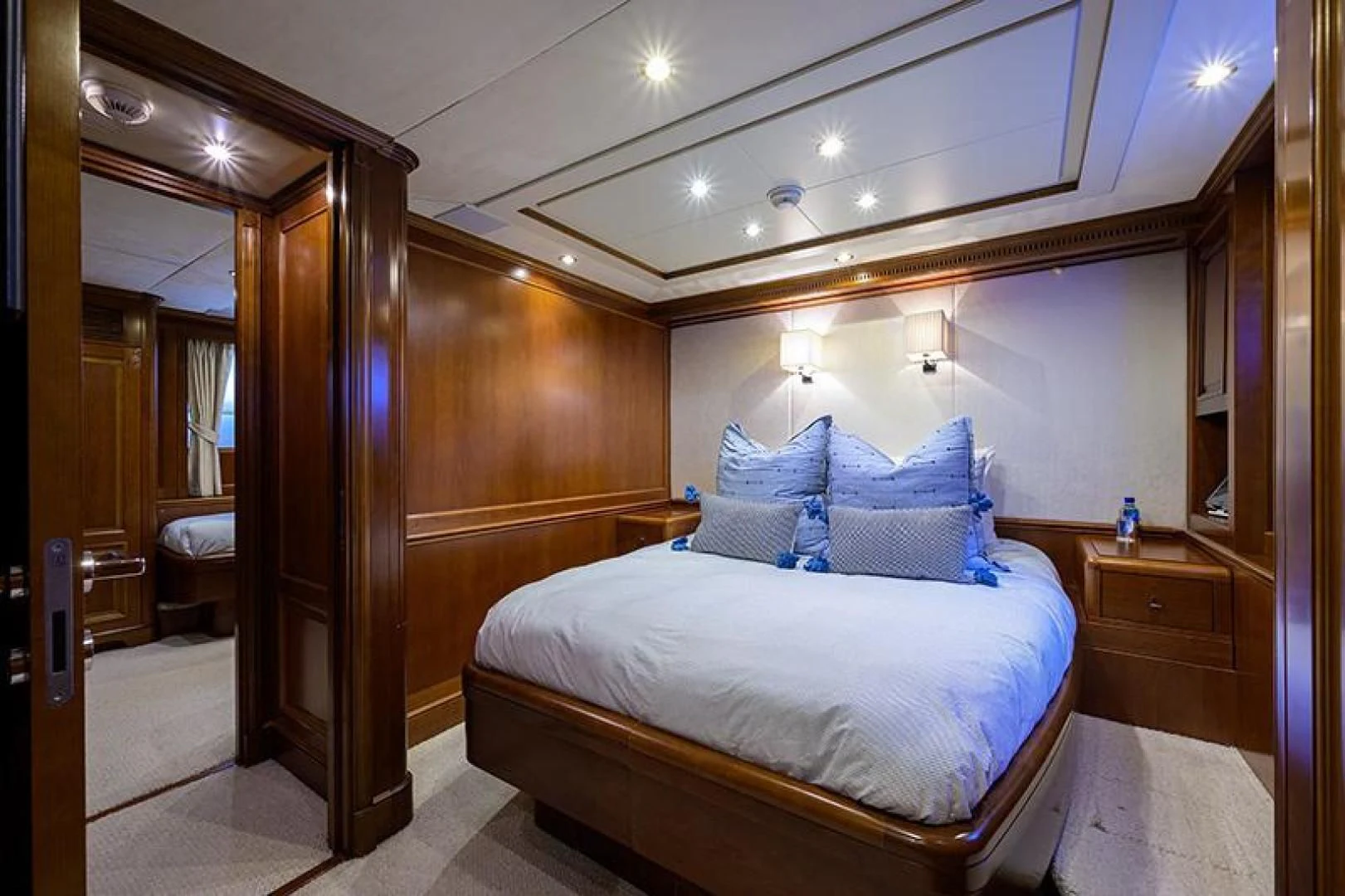 a bed in a room aboard ARTEMIS Yacht for Sale