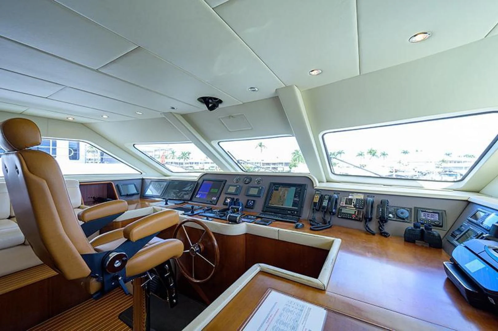 inside of a vehicle with a screen and a screen on the wall aboard ARTEMIS Yacht for Sale