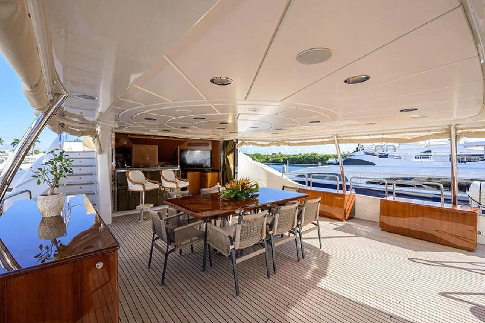 a dining table on a boat aboard ARTEMIS Yacht for Sale