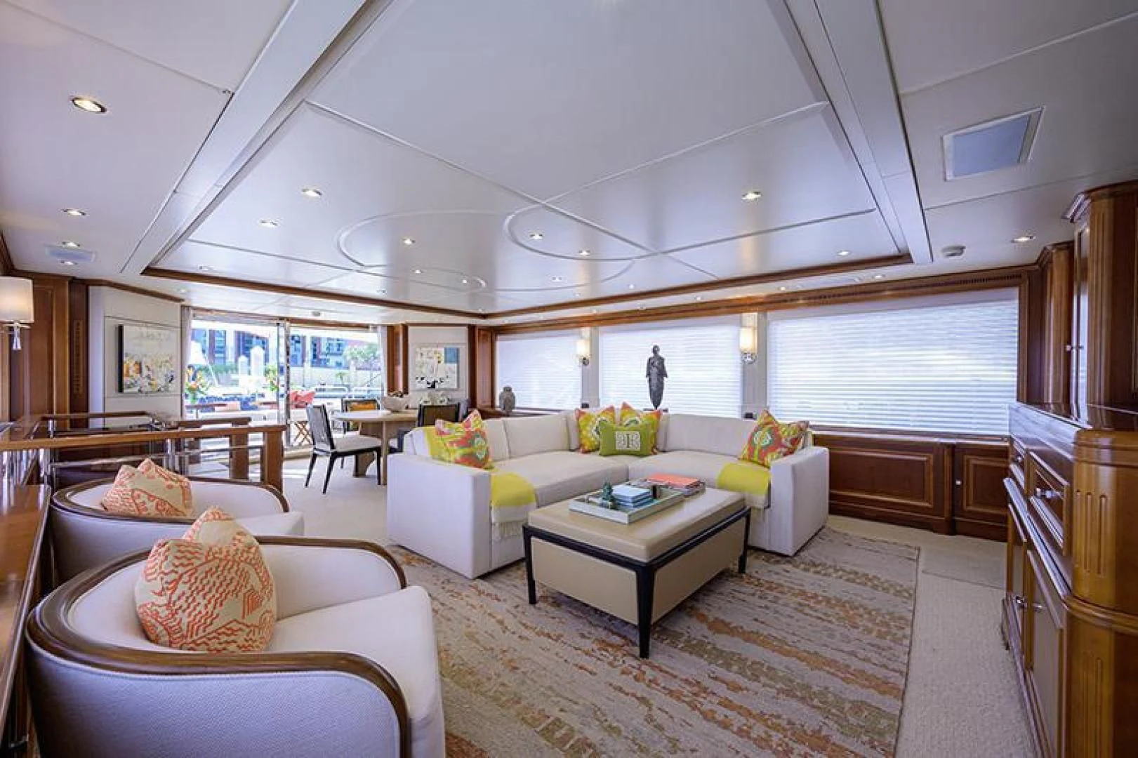 a living room with a large window aboard ARTEMIS Yacht for Sale