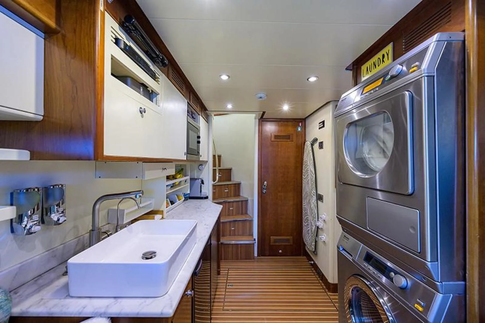 a kitchen with a large oven aboard ARTEMIS Yacht for Sale
