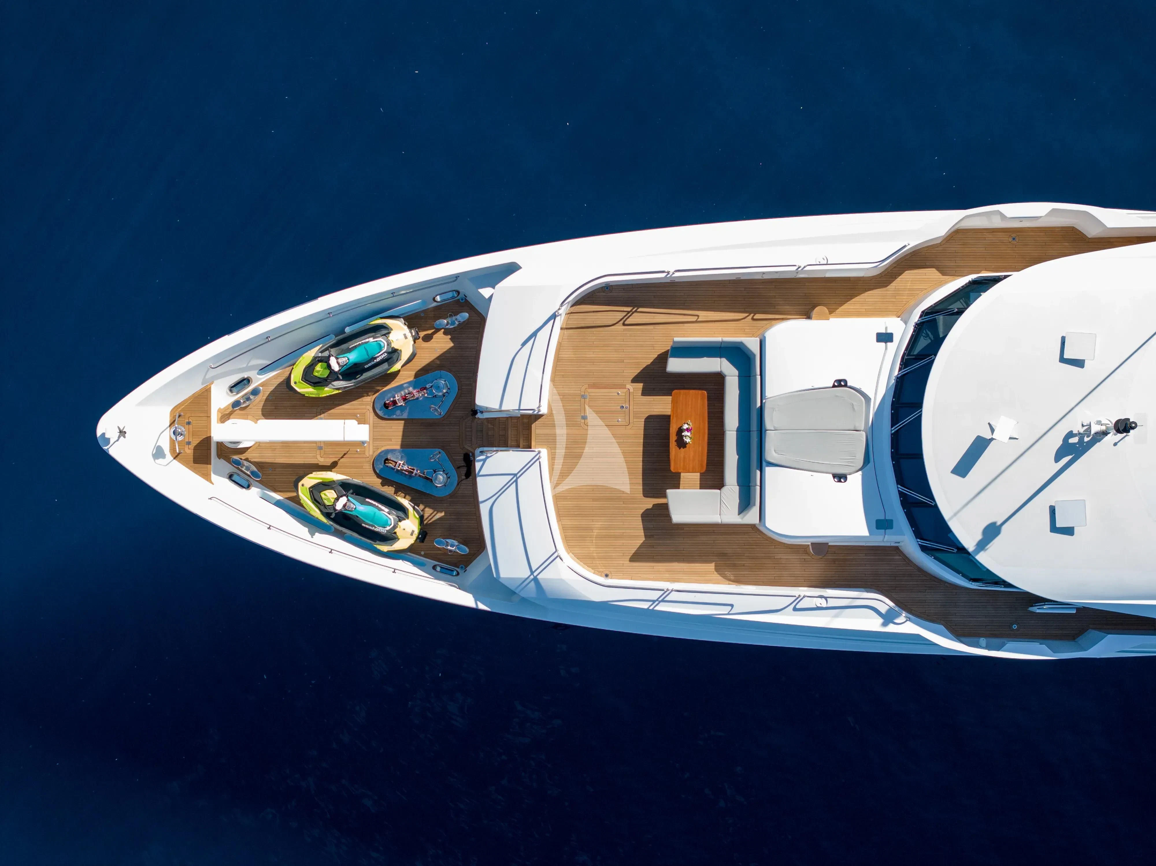 a model of a space ship aboard ARADOS Yacht for Charter