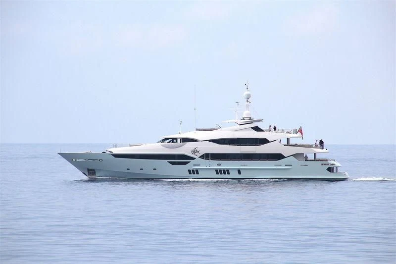 a white yacht in the water aboard ARADOS Yacht for Charter