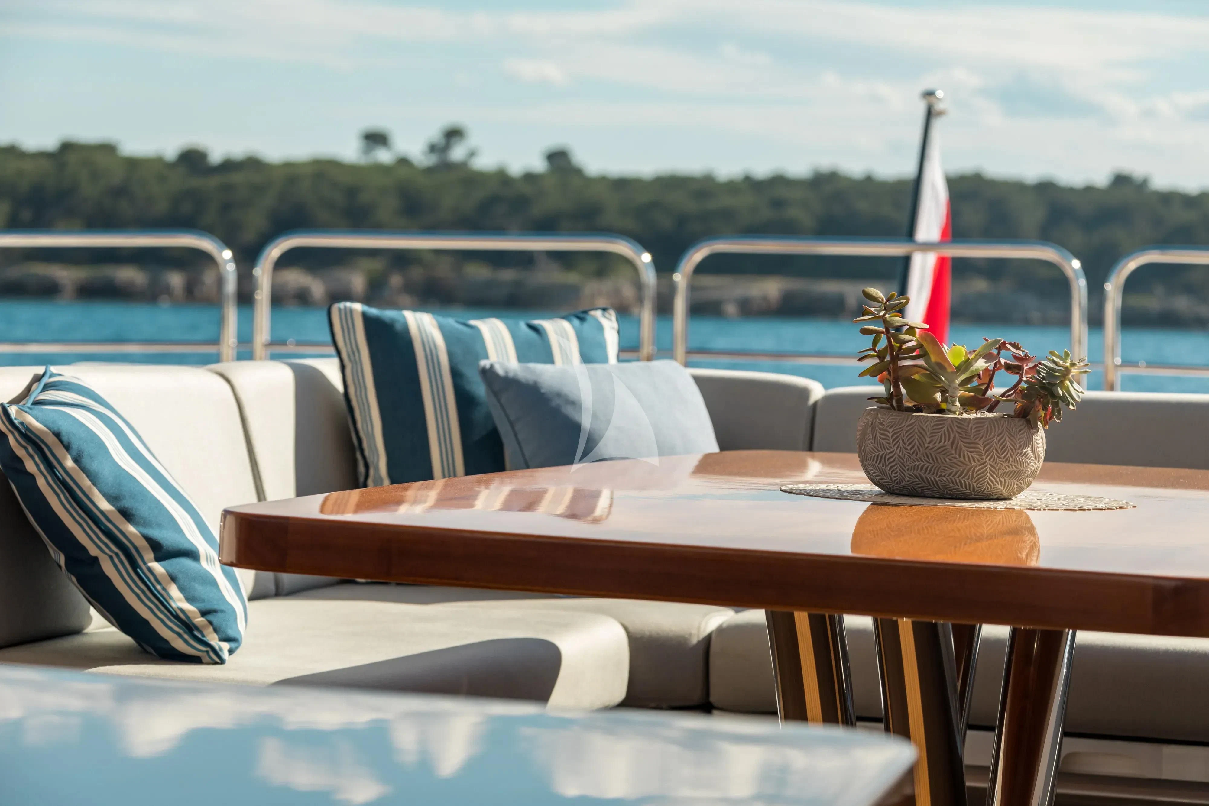 a boat with a candle in it aboard ARADOS Yacht for Charter