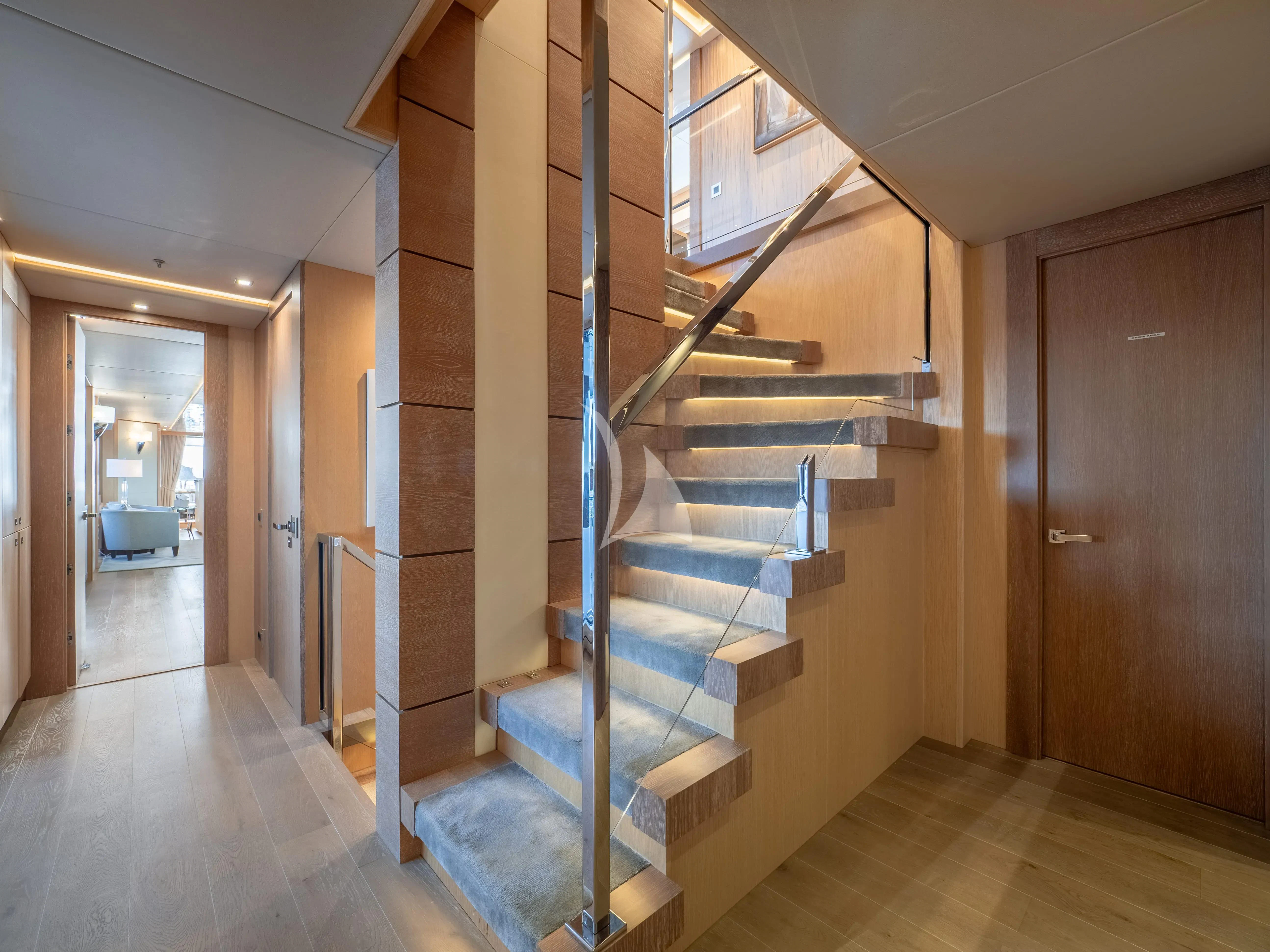 a staircase in a house aboard ARADOS Yacht for Charter